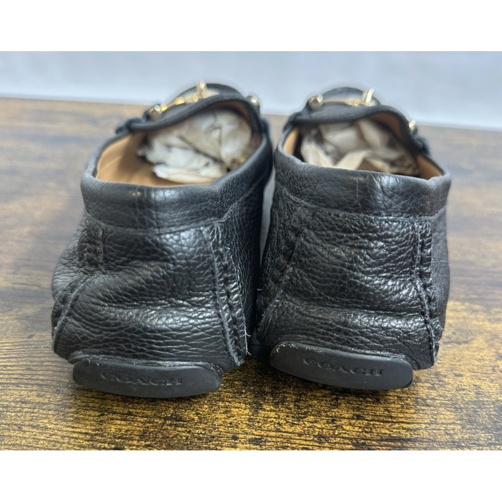 Coach Arlene Black Leather Driving Loafers 8B Turnlock Gold Quiet Luxury Flats - Picture 12 of 14